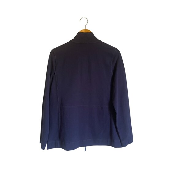 T by Talbots Navy Blue Performance Stretch Knit Full Zip Sweatshirt Jacket Size - Picture 3 of 10